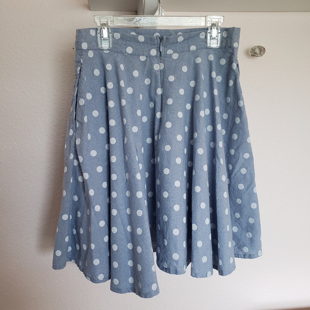 Derek Heart Denim Polka Dot Mini Skirt - Picture 3 of 4